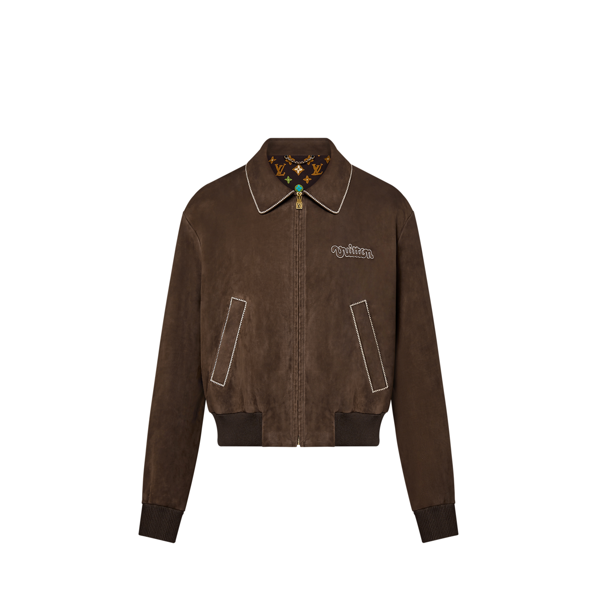 LOUIS VUITTON JAQUETA DE SUEDE DE VITELO BORDADA 1AFPWK